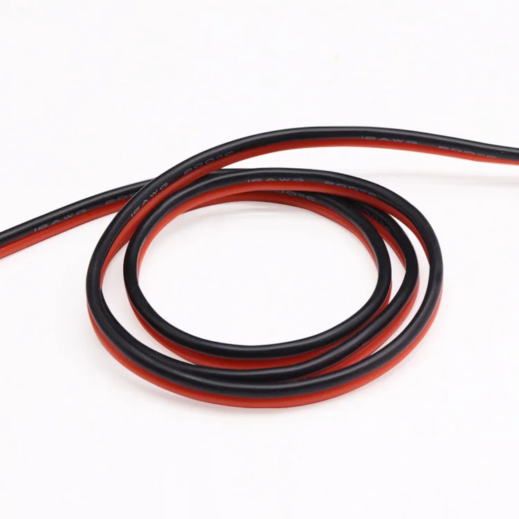 Silicone Rubber 2pins Wire 12AWG Extra Soft Insulated Double Core High Temperature Electric Cable Copper LED Lamp Line Black Red