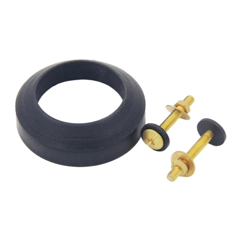 1 Set Universal Toilet To Bowl Repair Sealing Gasket with 2pcs Brass Bolts Hardware for Flush Opening