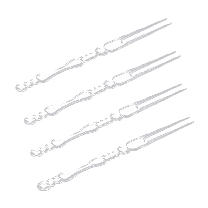 80Pcs Mini Clear Transparent Disposable Forks Home Dining Plastic Food Cake Fruit Fork Picks Skewer Set For Party BBQ Sticks