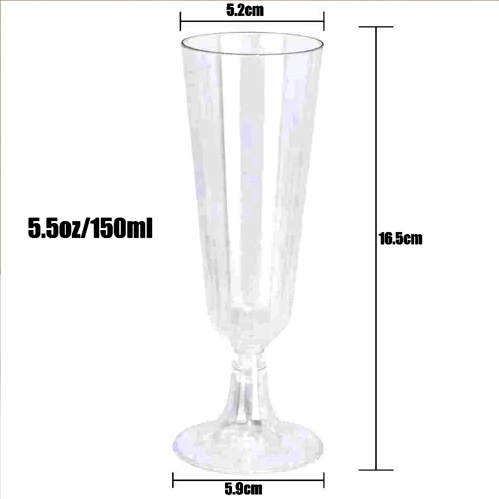 6pcs Plastic Champagne Flutes Disposable Wine Glasses Toasting Flutes For Birthday Party Wedding Reception And Other Celebration