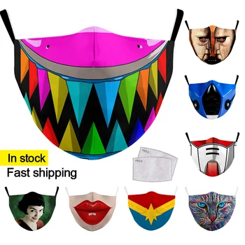 

Kids AdultCartoon Mask Totoro Print Face Masks Cute Reusable Pink Unicorn Masks Fabric Protective PM2.5 Washable Masks