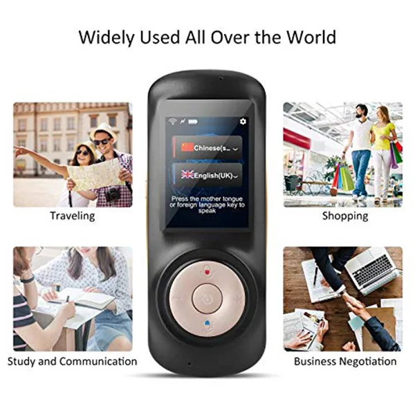 Instant Voice Language Translator DeviceSmart Two Way WiFi 2.4inch Touch-Screen Portable Translation for Learning Travel Busine