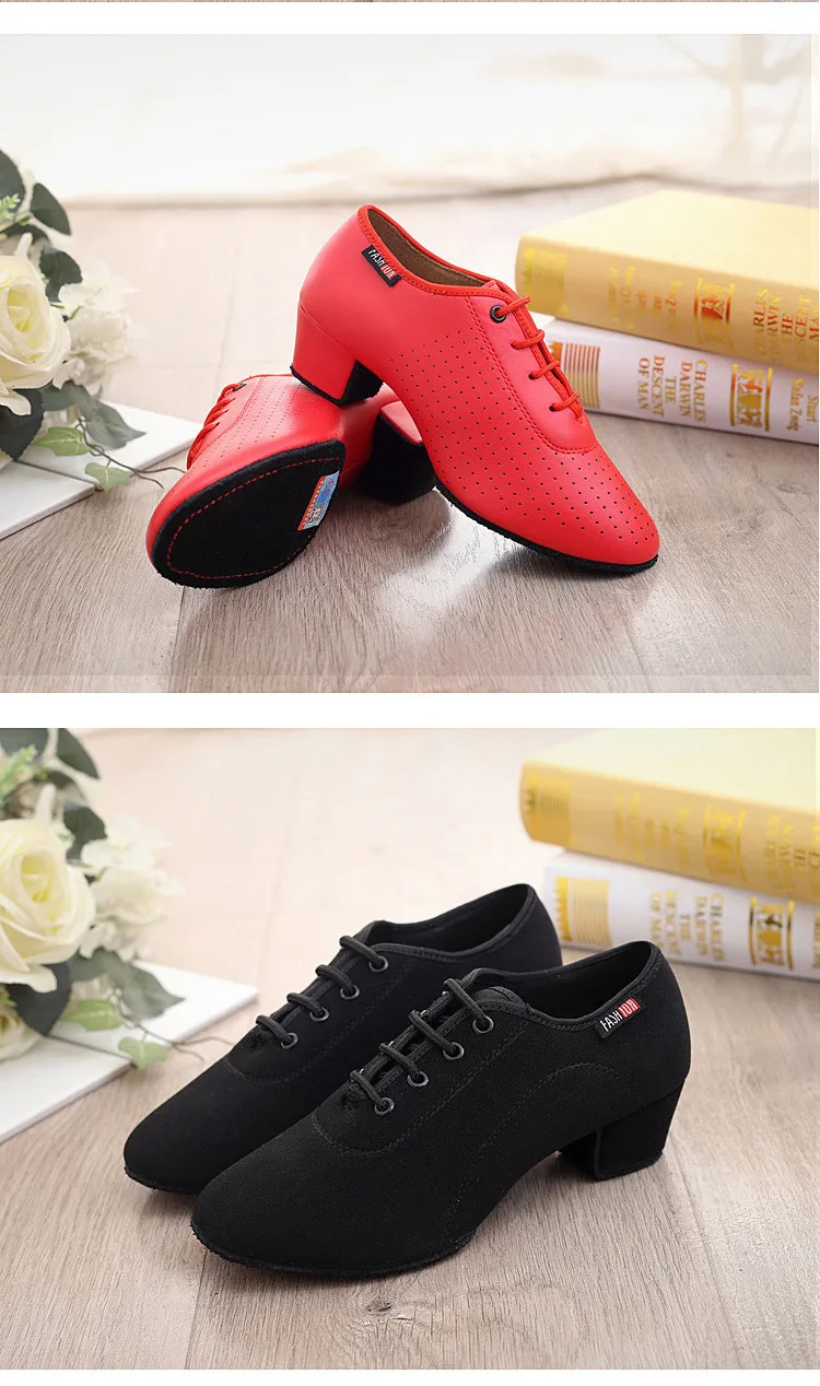 Men's Latin Dance Shoes Male Ballroom Tango Man dancing Shoes Heel 3CM Children's Boy's Shoes Dance Sneaker Jazz Shoes 18-27.5CM