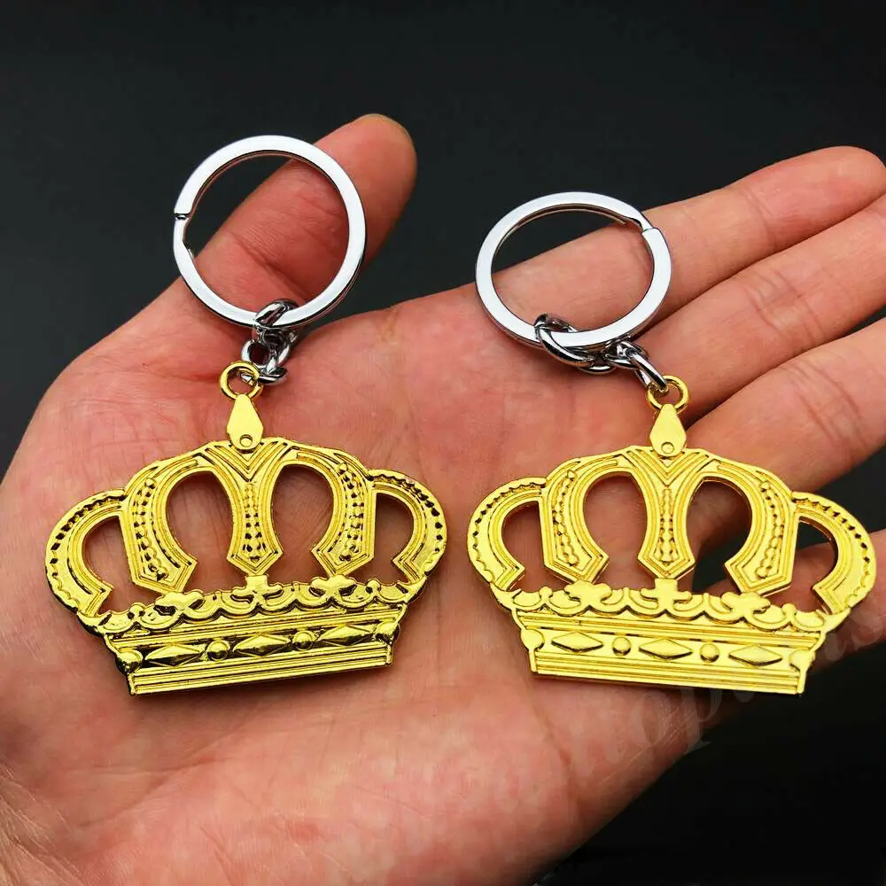 2pcs Metal Golden Crown Luxury VIP JP JDM Car Keyring Keychain Key Chain Ring