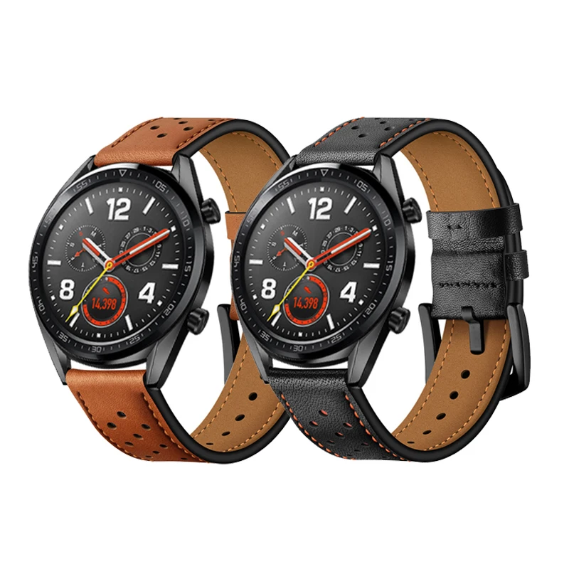 22 мм ремешок для samsung galaxy watch 46 S3 Frontier/Classic huawei gt 2 из натуральной кожи Аксессуары