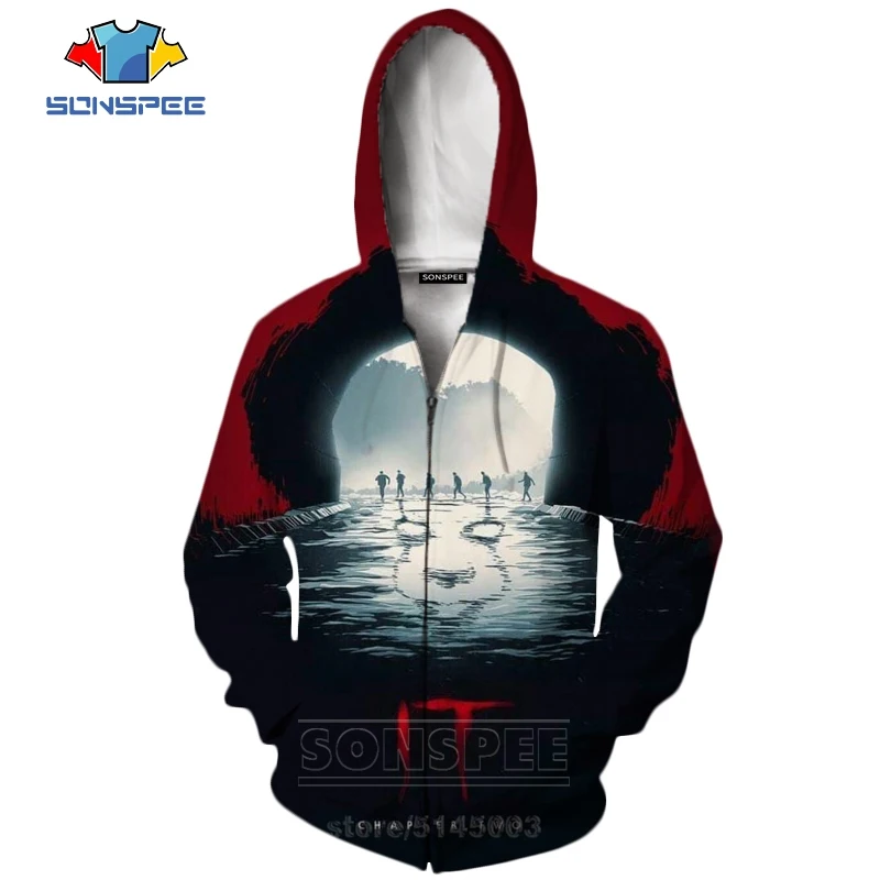 20 It Chapter две молнии толстовки новые для мужчин женщин Pennywise клоун Толстовка 3D принт фильм ужасов унисекс с длинным рукавом Топ пальто C063-2 - Цвет: 20