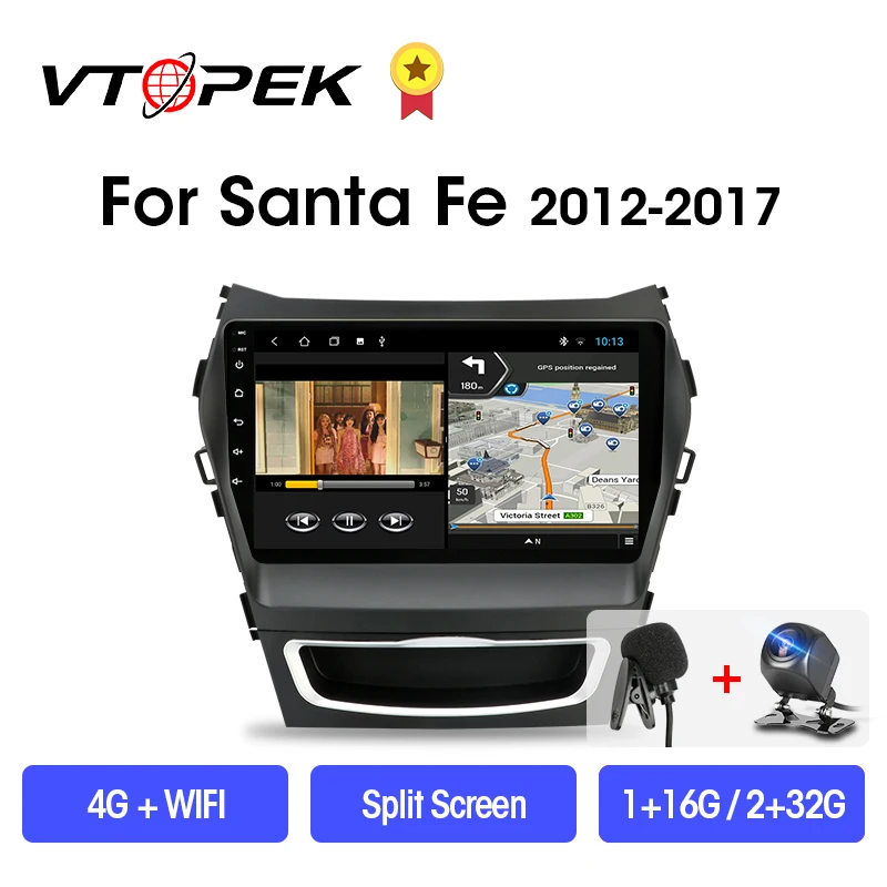 

VTOPEK Android 9.0 T3L PLUS For Hyundai Santa Fe 3 2013-2017 Car Radio Multimidia Video Player Navigation GPS No 2din 2 Din DSP