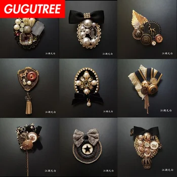 

GUGUTREE brooch breastpin flower 5 patches metal patches badges applique patches for clothing HH-5