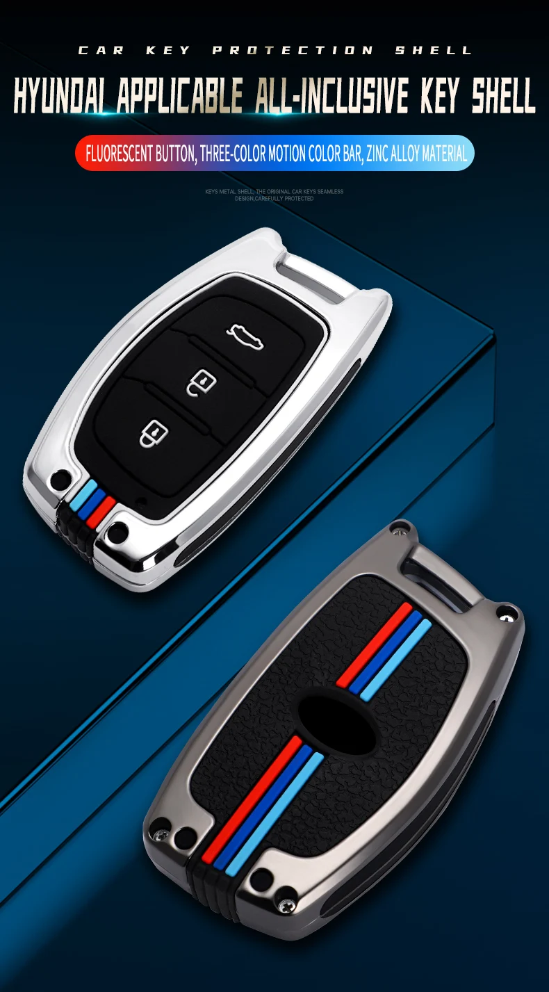 Car Key Fob Full Cover Case Skin Bag Shell Holder For Hyundai Ix25 Ix35 Elantra Verna Sonata Tucson Galvanized Alloy - - Racext™️ - - Racext 19