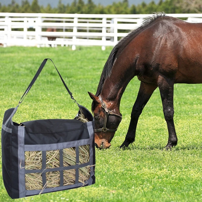 Large Capacity Horse Hey Bag Slow Feeder with Adjustable Strap Feeding Pouch Tote for Horses Goat Alpacas Hay Storage Bags | Дом и сад