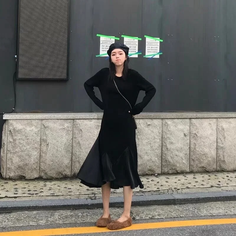 

Sexy Women Maxi Dress Vintage Ladies Long Dresses Long Sleeve Black Party Dress