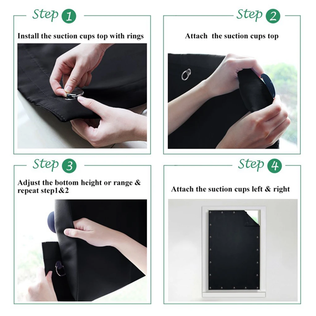 Blackout Blind Suction Cup Curtain for Bedroom Roof Windows Curtain Window Shade