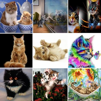 

50x50 Full Square Diamond Painting cat 5D DIY Animal Embroidery Cross Stitch Kit Handmade Gift Wall Stickers Home Decoration