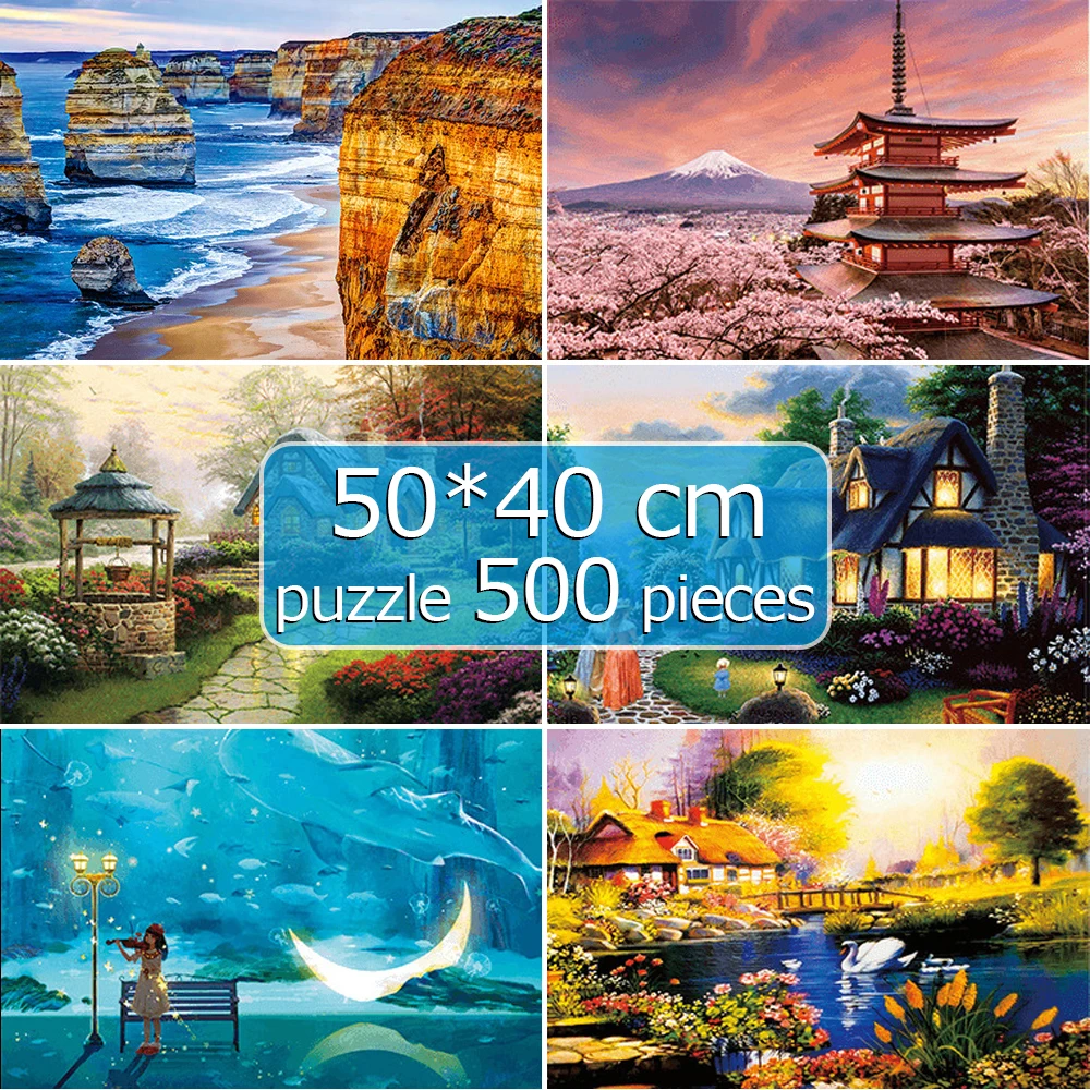 

Puzzle 500 Piece 50*40 cm Paper Puzzle Game Jigsaw Puzzle Landscapes Decompression Game Adults/Kids Toy Education Home Decor