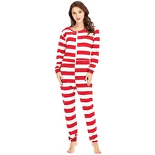 

Ladies Striped Sweatshirt Christmas Day Pajamas One-piece Homewear adult onesie pajamas romper for women women sleepwear