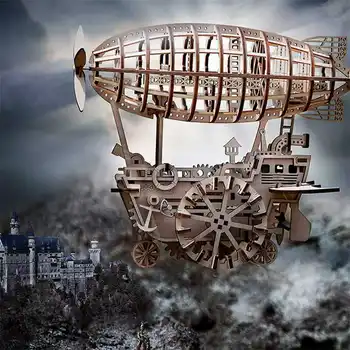 

Robotime Blocks DIY 3D Puzzle Wooden Mechanical Transmission Airship Assembly Model Building Kit Child Adult Entertainment Toys