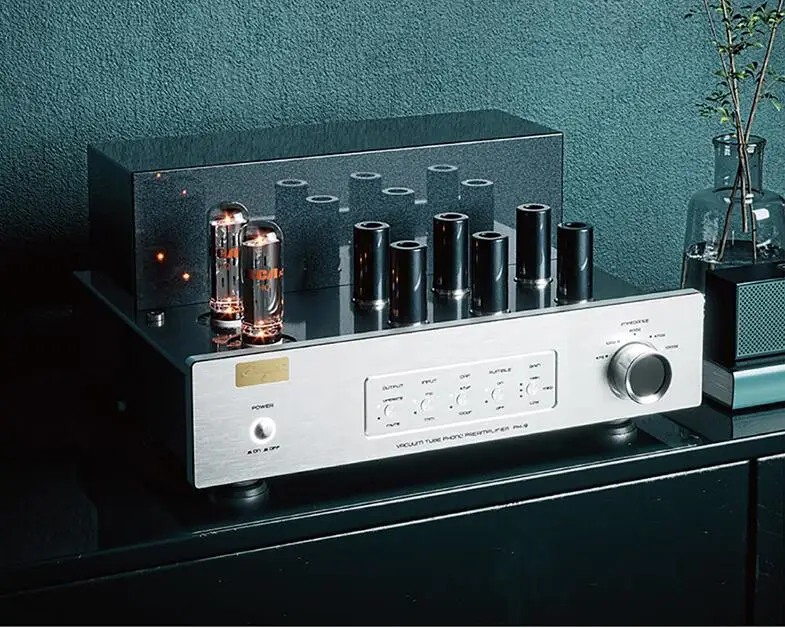 

Latest Cayin PH-9 HIFI vacuum tube phono amplifier MC gain three-speed adjustment supports MM/MC two groups of phono input