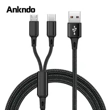 Ankndo 2 в 1 Micro USB кабель type C кабель для Xiaomi huawei samsung Android мобильный телефон Быстрая зарядка кабель Microusb зарядное устройство