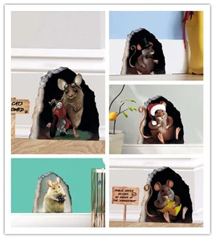 

3D Cute Mouse Stereo Wall Sticker, Home Decoration, Environmentally Friendly PVC Sticker Pattern Single-piece Package Modern