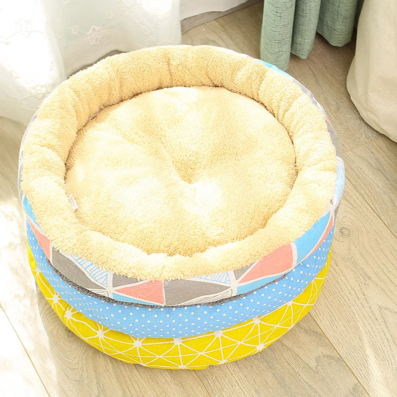 Warm Soft Dog Cat Bed Round Cotton Breathable Pet Nest Sleeping Mat Kennel Cushion Comfortable Pad For Dogs Cats Supplies
