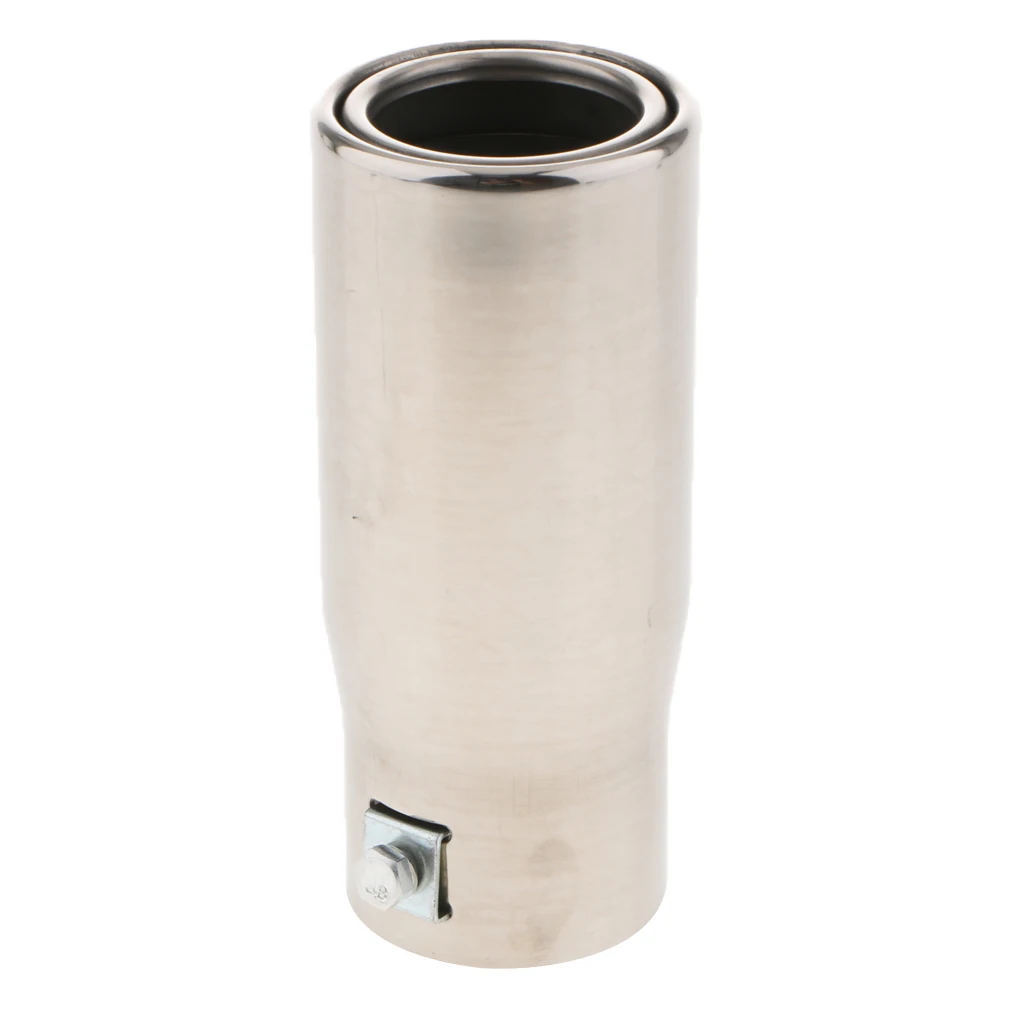 Steel 30-50mm Car SUV Exhaust End Tips Tail Muffler Pipe Silencer Silver