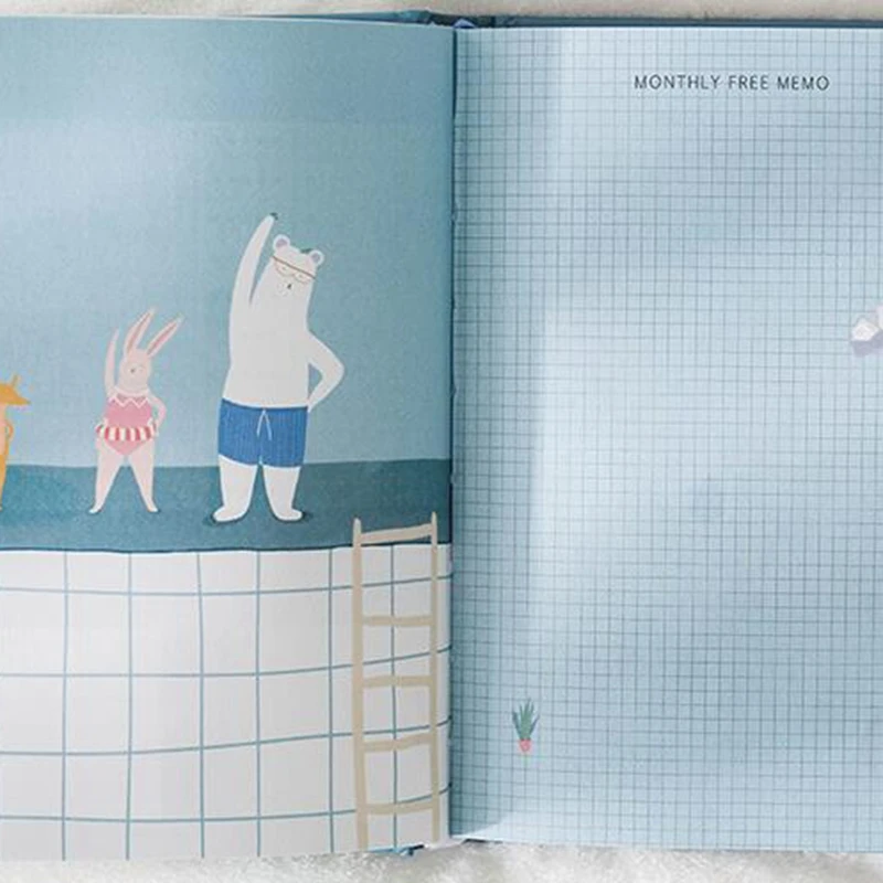 Cute Cartoon Study Planner Notebook with Color Page Student 6 Months Plan Diary Wish Goal List Notepad School Stationery Gift