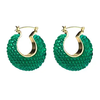 

Moon Shape Drop earrings Elegant Green Resin earrings Vintage Women earrings Female Jewelry