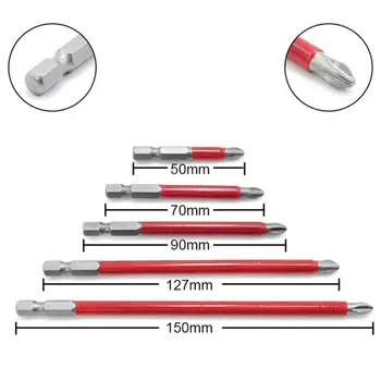 

1/4" Hex Shank Magnetic Anti-Slip PH2 Phillips Cross Head Electric Screwdriver Bit For Electrician, Mechanic And Repair Work