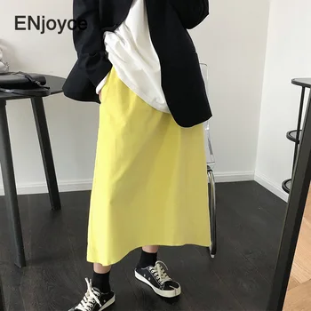 

Korean Style Fashion Yellow Corduroy Skirt Women Loose Causal Long Maxi Skirts A Line Ladies Skirts Clothes 2020 Spring Fall