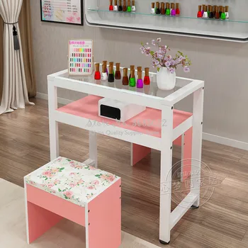 

Nordic Simple Nail Tables & Stool Durable Single Manicure Desk and Chair Particle Board Salon Furniture 1.0m Width Only Desk