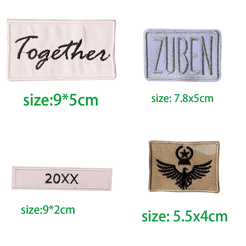 1pcs Black White English Alphabet Rectangle Embroidery Patches For