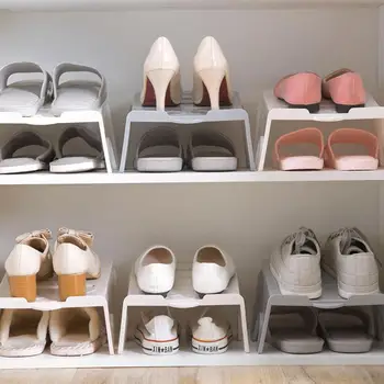 

4PCS/Set Shoe Shelf Shoe Holder Household Living Room Organizer Rack Plastic Shoe Slippers Storage Rack