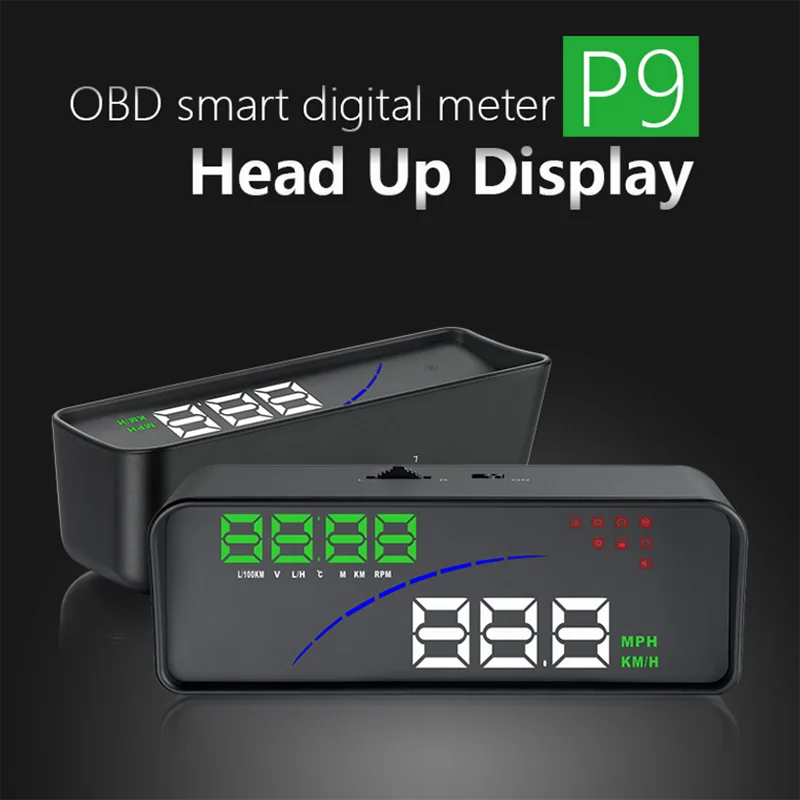 P9 HUD Дисплей OBD цифровой смарт-измеритель, дисплей OBD II EOBD лобовое стекло проектор Стайлинг напряжение превышение скорости