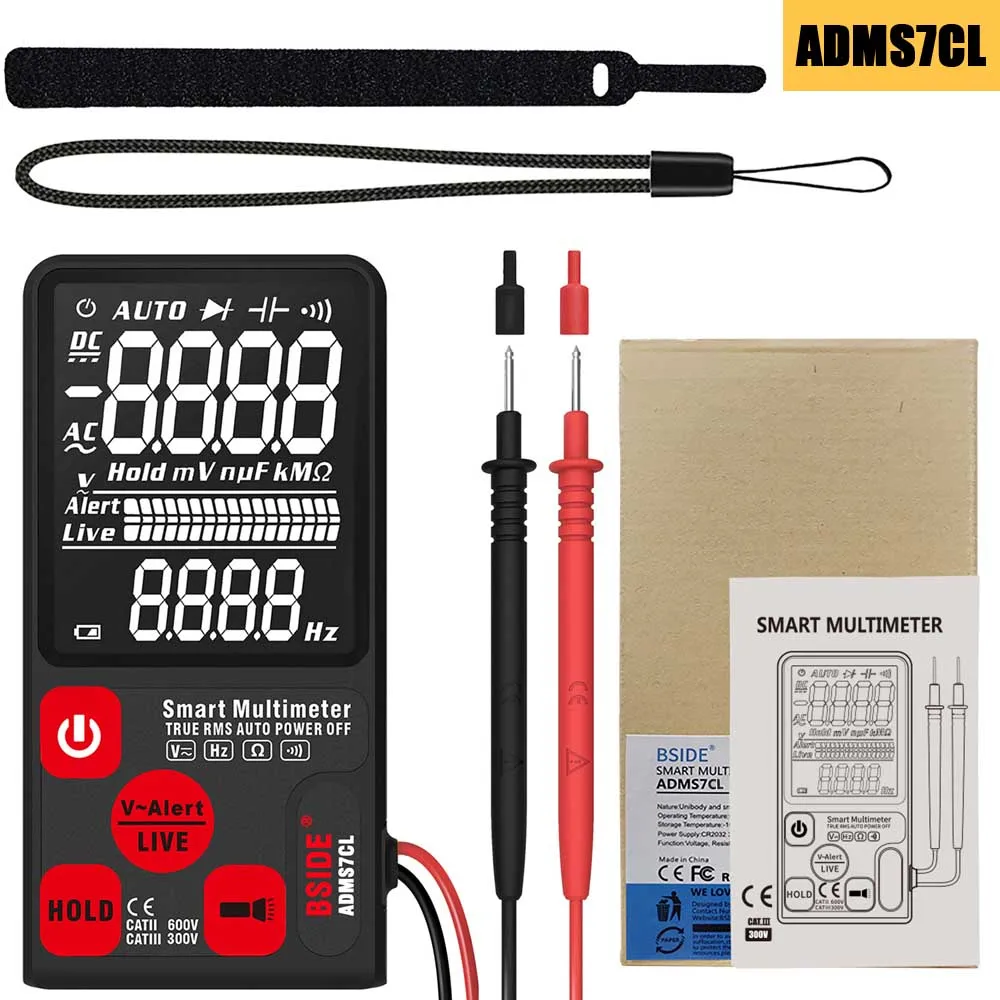 Ультра-Портативный Цифровой мультиметр BSIDE ADMS7 S9CL Большой 3," ЖК-дисплей 3 он-лайн Дисплей вольтметр переменного тока в постоянный Напряжение бесконтактная проверка напряжения переменного Гц Тестер - Цвет: ADMS7CL
