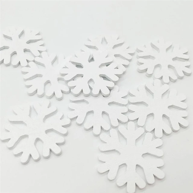 New Arrival 100Pcs/lot 18mm White Christmas Snowflake Wooden