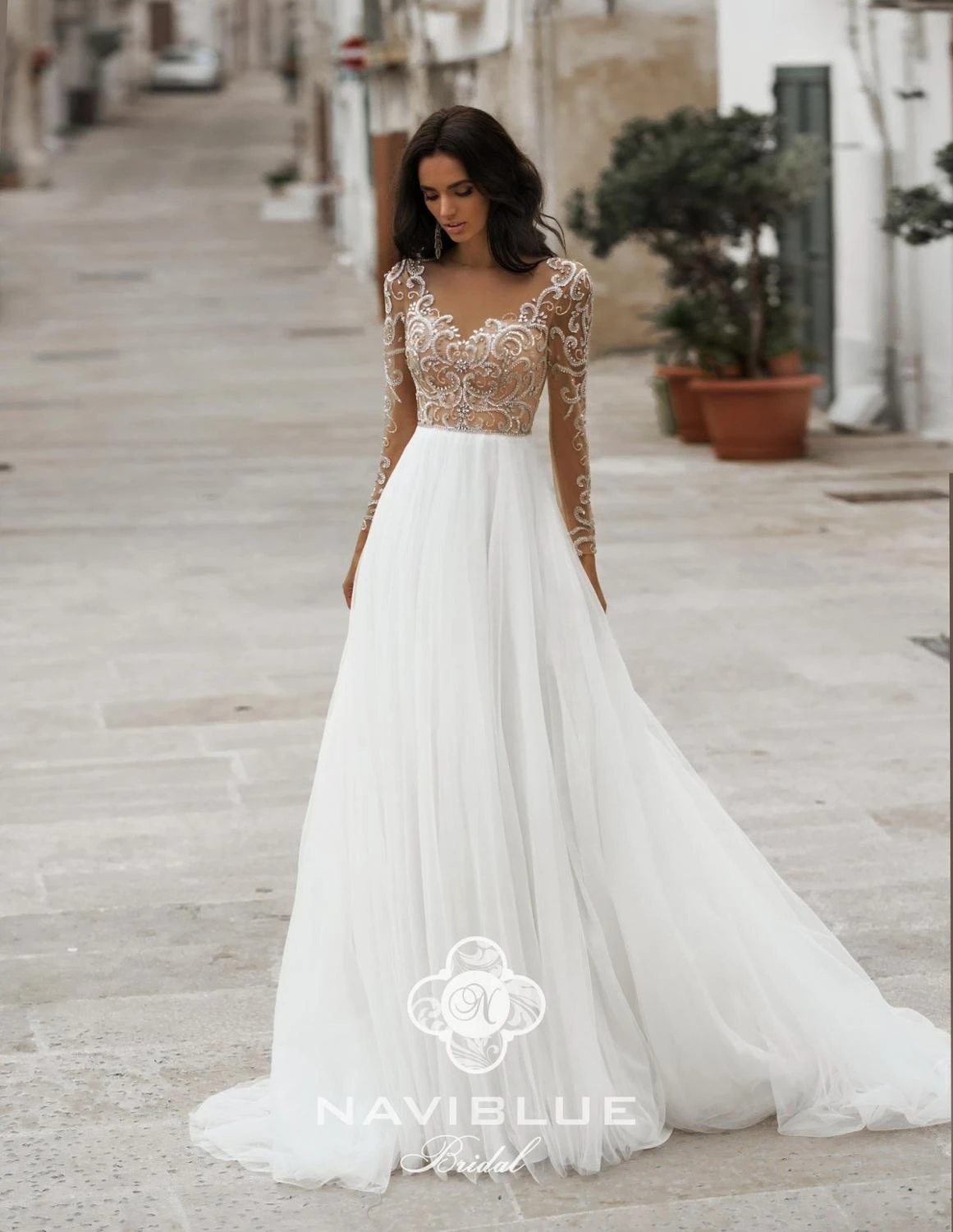 beaded chiffon wedding dress