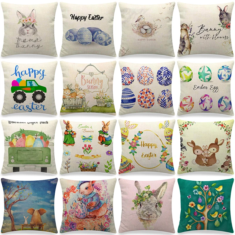 Easter Eggs Printed Cushion Cover 45x45cm Indoor Couch Decor Pillow