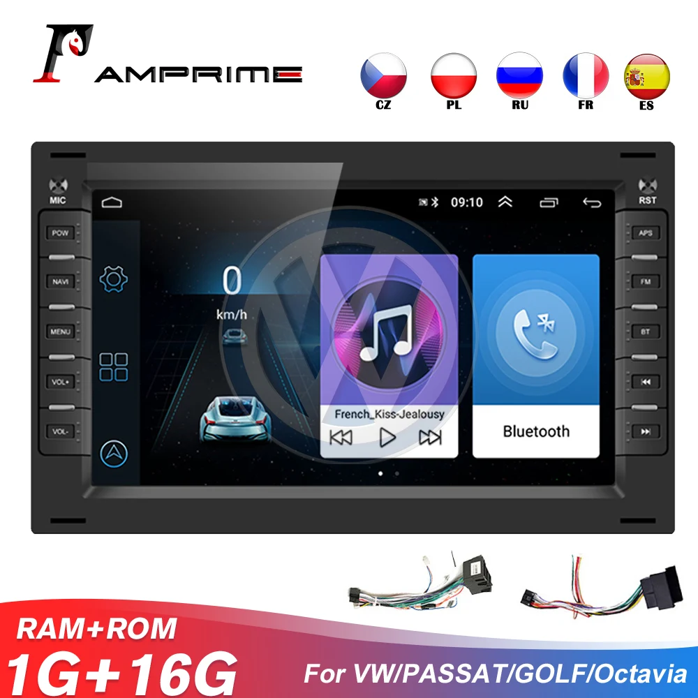 AMPrime ar радио аудио Android 2 Din 7 ''Автомобильный мультимедийный BluetoothGPS WI FI FM для VW