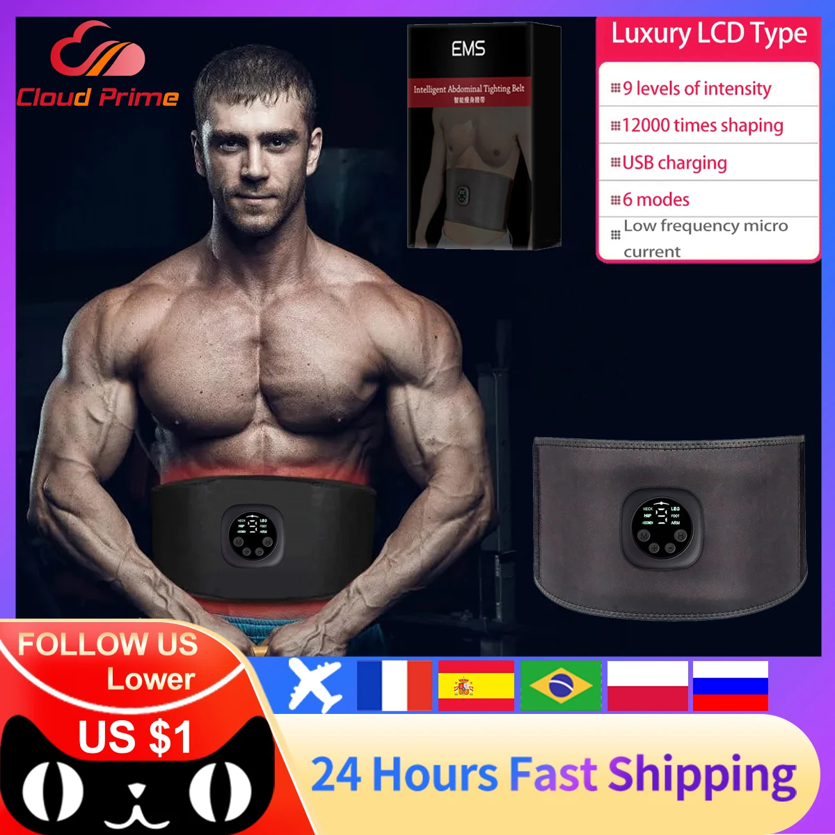 Ems Fitness Muscle Stimulator Electric Slimming Belt Lose Weight