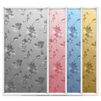 

Red, Blue,White and Gold Embossed Lotus Glass Sticker Opaque Bathroom Window Sticker Anti-water /Oil Kitchen Window Sticker