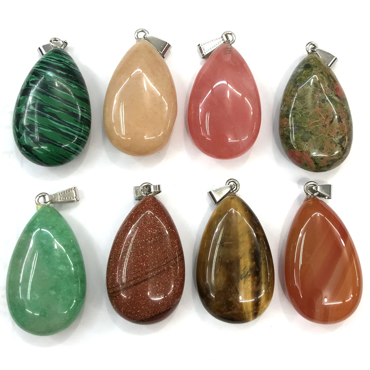 Charms de piedra Natural para fabricación de joyas DIY, cristal de cuarzo,  Ópalo, turquesas, Ojo de Tigre, gota de agua, accesorios de collar, 1  ud.|Colgantes| - AliExpress