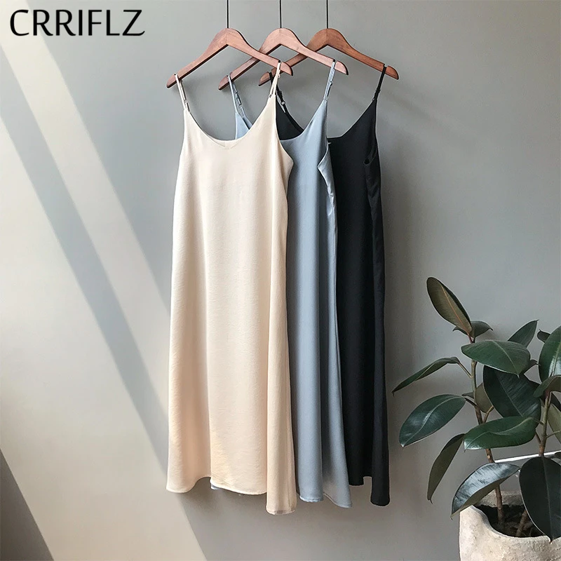 

Spring Summer Long Spaghetti Strap Dress Women Temperament Inside Sexy Vingate Dress 2020 New CRRIFLZ