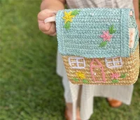 Nordic Handmade Rattan Vintage Storage Basket Kids Shoulder Bag House Shape Children Room Candy Storage Basket Bags Home Decor 2