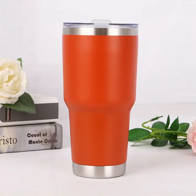 30oZ 1000ml Tumbler Vacuum Double Wall Insulation Travel Coffee Mug Insulated Stainless Steel Thermal Cup Water Bottle Orange