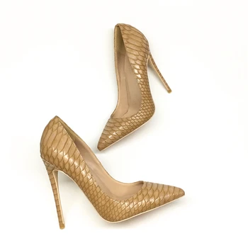 

High heels sexy women elegant heel rivetshoes quality thin heel point toe 12cm patent leather pumps meeting party shoes 2020