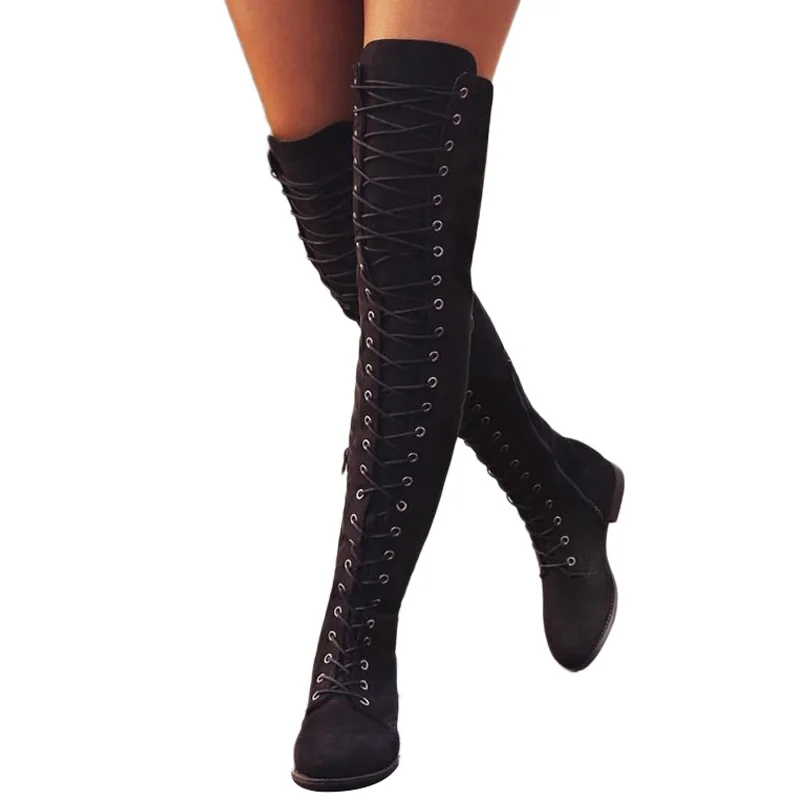 Sexy Women Boots 2019 Hot Over-the-knee Boots Female Winter Boots Woman
High Boots Lace Up Women Shoes Suede Thigh High Boots