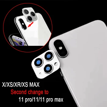

100pcs Metal Camera Lens Second Change For iPhone 11 Pro Max Glass Protector Ring Cover For iPhone X XS MAX Sticker Fake Camera