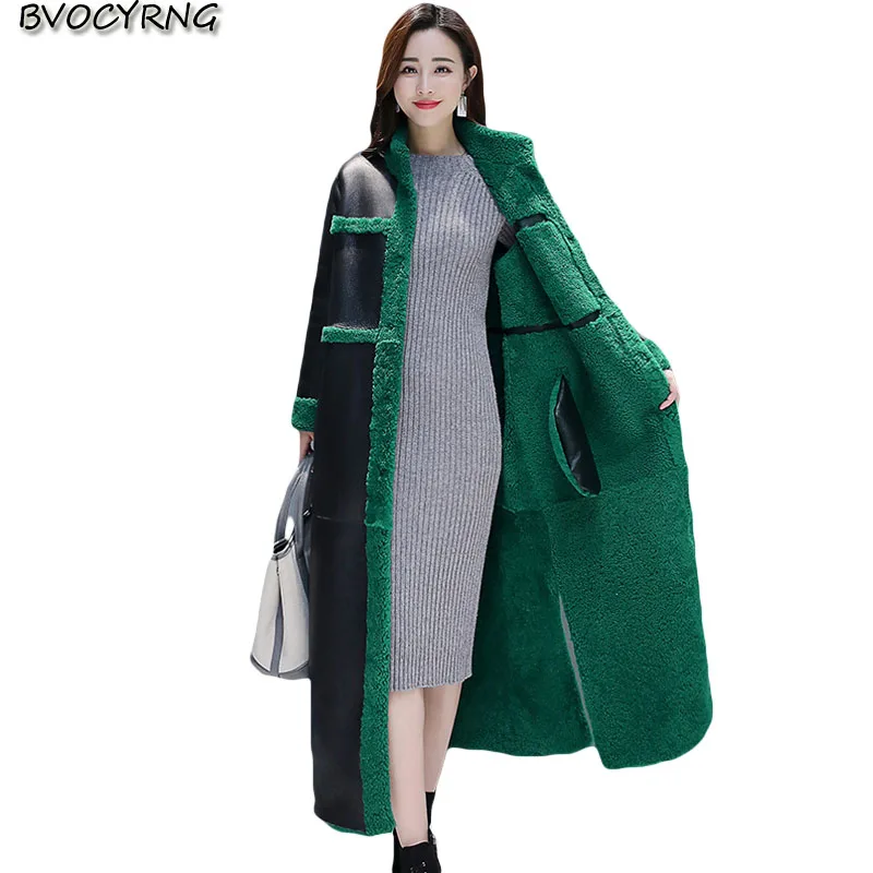 

two side wear Leather clothing female 2019 winter fur coat new women lamb hair long parka fashion thick large size casual jacket