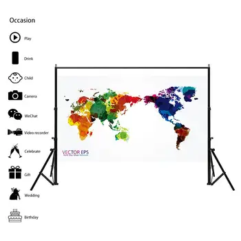 

VECTOR EPS World Map Urban Watercolor Home Office Wall Decor World Map Non-woven Vinyl Spray Painting