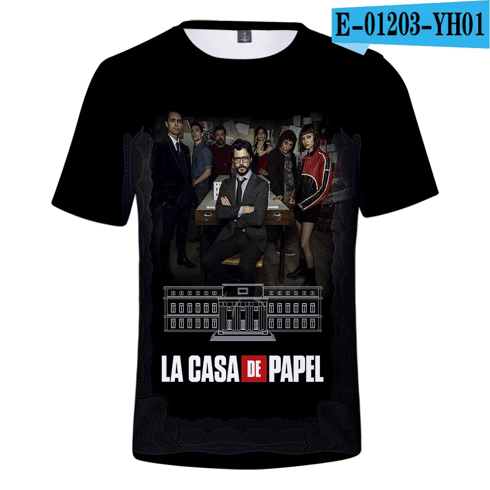 От 3 до 20 лет, La Casa De Papel, 3d футболка, детские футболки с рисунком денег, серия ТВ, уличная одежда для мальчиков, забавная футболка с короткими рукавами для девочек, House Of paper